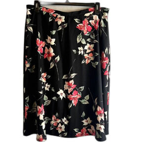 Van Heusen Black Floral Midi Skirt Plus Size 16